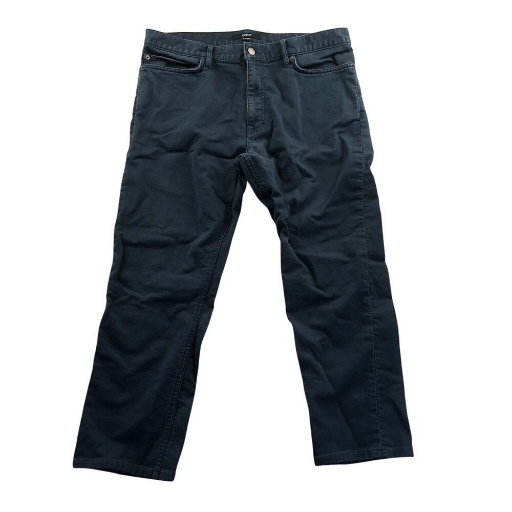 Quince Mens Pants 34x30 Navy Blue Cotton Blend Straight-Leg Casual